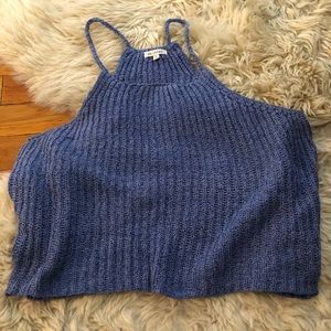 Woven knit blue tank top En Creme cropped L